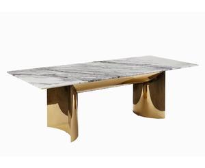 Les usines peuvent personnaliser des tables à manger rectangulaires de luxe avec des dessus en marbre, les bases incluent du marbre, meubles de restaurant de villa - Product Image 4