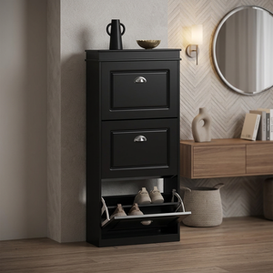 Modern Space-saving Portable Foldable Freestanding 3-Tier Wood Eco-Friendly Multi-functional Home Furniture Shoe Cabinet - Product Image 2
