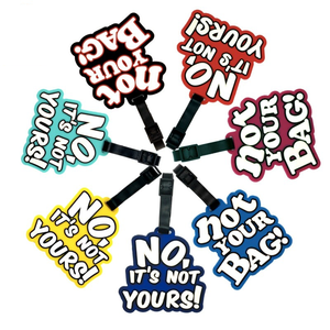 Etichette per bagagli in PVC stile cartone animato con brevi frasi in inglese, porta carte d'imbarco, etichette anti-smarrimento, custodie per carte - Product Image 2