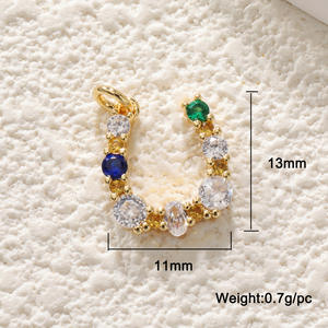 Liontin sepatu kuda bentuk U anak-anak, perhiasan liontin sepatu kuda berlapis emas tembaga zirkon bertatahkan DIY - Product Image 4