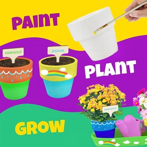 Kit de plantation pour enfants - Outils de dessin et de culture DIY avec mini pots de fleurs en céramique, arrosoir, 12 peintures, jouet cadeau pour enfants - Product Image 5