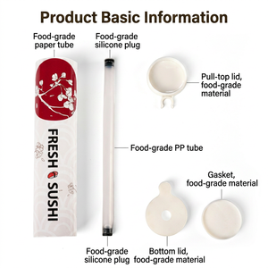 ESTICK Outils à <span class=keywords><strong>sushi</strong></span> Tubes en papier à ouverture facile avec couvercle Emballage cylindrique de qualité alimentaire - Product Image 3