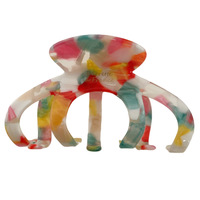 Pince à cheveux en acétate de poulpe français en gros, barrette motif marbre confettis écaille de tortue, pinces de luxe pour femmes