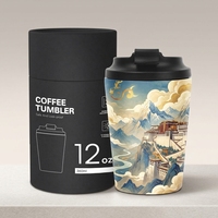 Mug à café isotherme en acier inoxydable de 12 oz, très vendu, avec couvercle rabattable personnalisé, thermos à café portable, cadeau d'affaires