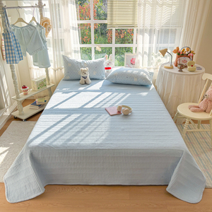 <span class=keywords><strong>Set</strong></span> di Biancheria da Letto 4 Pezzi in Cotone Stampato Stile Fresco Blu, <span class=keywords><strong>Copripiumino</strong></span> in <span class=keywords><strong>Flanella</strong></span> Trapuntata, Copriletto a Doppio Strato in Garza - Product Image 2