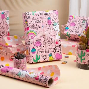 Pink Unicorn <b>Wrapping</b> <b>Paper</b> 17in x 32.8ft Reversible Dot Design Gift Wrap for Birthday Valentine Mother's Day Graduation - Product Image 2