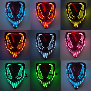 Máscara aterradora LED de Halloween PVC Dark Evil Glowing Eyes Cool Neon Glow para Purge Costume Party Cosplay Carnival - Product Image 2
