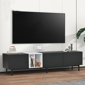 <span class=keywords><strong>Meuble</strong></span> <span class=keywords><strong>TV</strong></span> à panneaux avec pieds en métal robustes Support <span class=keywords><strong>TV</strong></span> multifonctionnel de grande capacité Casier de sol de salon en usine - Product Image 5