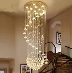Grandi luci personalizzate a sfera di cristallo a spirale con luci del pianeta della hall dell'hotel hanno portato lunghi lampadari - Product Image 1