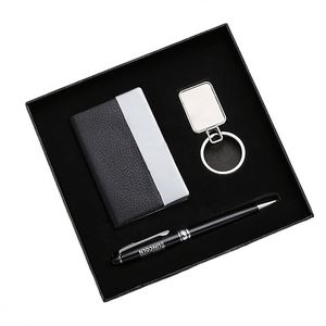 Producto Nuevo de Alta Calidad 2025, Porta Tarjetas de Visita de Cuero con Tapa Dura, Llavero y Bolígrafo, para Oficina, Fiestas, Artículos Promocionales y de Recuerdo - Product Image 1