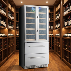Cave à vin en acier inoxydable 760L à double tiroir et double porte, grande capacité, avec porte vitrée et contrôle <span class=keywords><strong>de</strong></span> température double zone - Product Image 3