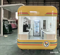 Remorque alimentaire mobile en aluminium non motorisée avec cuisine complète, chariot de vente ambulant commercial à 4 roues pour la restauration rapide