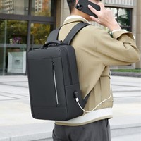 Sac à dos unisexe durable pour étudiant avec port USB, logo personnalisé, en polyester gris, fermeture éclair, imperméable, et dossier ergonomique