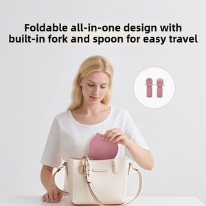 Tazón Plegable de Viaje al por Mayor, Estilo Dibujos Animados, Libre de BPA, para Bebés, con Tenedor y Cuchara, Base con Ventosa, de Silicona para la Hora de Comer de Niños Pequeños - Product Image 4