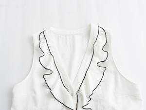 QSY 2025 V Neck B Ttons P Color blanco Front R Ffle Venta caliente Cas Al Fashion Tank Top para mujer - Product Image 3