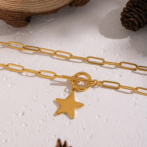 Collana a catena in acciaio inossidabile placcato color oro a cinque angoli più venduta al mondo Joker classico - Product Image 3