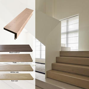 カスタムプレミアム品質環境に優しい耐久性のあるマットウッド階段階段高鼻階段踏み台部品隠しLEDストリップモダンデザイン - Product Image 5