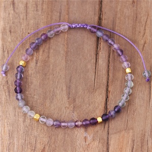 Gioielli popolari Chic 4mm arcobaleno Fluorite semplice perle delinty bracciale regolabile in cristallo intrecciato braccialetti gioielli Bohemia - Product Image 1