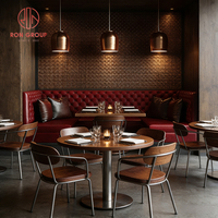 Meubles de restaurant rétro américains industriels, chaise en cuir rouge, chaise ergonomique en bois massif, ensemble de sièges pour banquettes, café, salon de thé