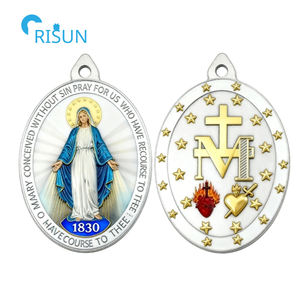 LLavero de collar milagroso de la Virgen María religiosa católica, <span class=keywords><strong>medalla</strong></span> de medallón, <span class=keywords><strong>Medalla</strong></span> Milagrosa personalizada - Product Image 3