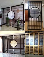 Porte coulissante pliante en bois massif de style chinois, 4 cm d'épaisseur, séparateur de pièce portable pour salon