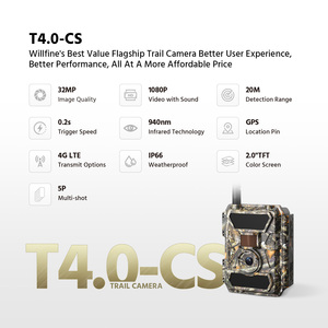 Caméra de chasse WILLFINE 4G avec application cloud, contrôle à distance, vision nocturne, GPS, cellulaire, 32MP, 1080P pour l'observation en extérieur - Product Image 3
