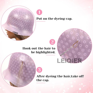 Bonnet en silicone personnalisé avec logo et crochet pour la coloration des cheveux, outils de coiffage réutilisables, outils de coiffure pour salons de coiffure - Product Image 4