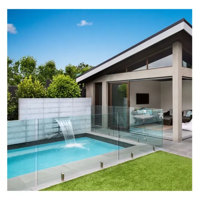 뜨거운 현대 디자인 유리 발코니 난간 수영장 울타리 야외 알루미늄 난간 주거 울타리
