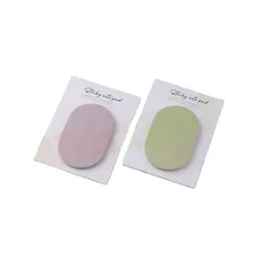 personalised soft solid color big oval shape paper memo pads adhesive sticky note with paper cardboard
