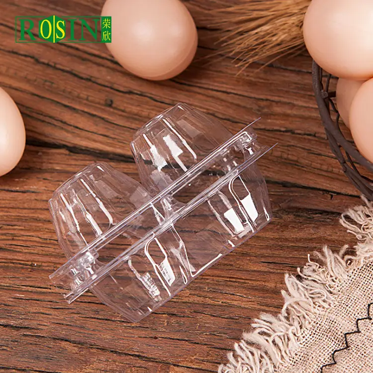 2 Löcher Kunststoff-Eier ablage mit Deckel Clear Clam shell Einweg-Großhandel Blister ablage