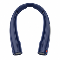 Ventilateur de cou rechargeable léger 2026 bleu foncé, portable, mains libres, refroidisseur de cou USB Type-C 6000mAh 3W sans balais, pour l'été et la voiture