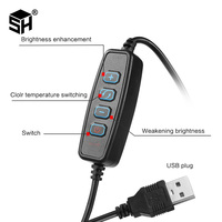 Lampu Video LED 6 Inci 3300-5600K untuk Fotografi, Dapat Diredupkan, Pengisian Daya USB, Lampu Cincin Selfie