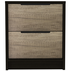 Wenge And Pine 2 <b>Drawer</b> Nightstand Modern Bedside <b>Storage</b> Cabinet <b>For</b> Bedroom - Product Image 2