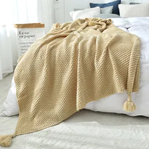 5星级酒店质量100% 棉针织扔毛毯沙发盖毯子单人双王超级王欧元尺寸