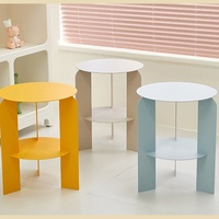 Meuble en fer Kinno, table basse double de style nordique pour salon, petite table basse moderne, tête de lit pour chambre familiale, armoire ronde