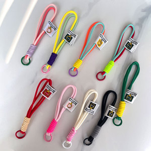 Short Colorful Nylon Braided Knot Wrist Strap, Multi-Purpose Portable Phone Lanyard, Anti-Lost Keychain Strap, Key Ring Pendant