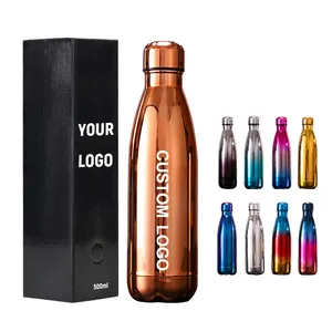 Custom Logo 500ml Vacuum Sport Double Wall Insulated Vacuum Thermal Cola Shape Stainless Steel Water Bottle