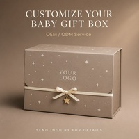 Boîte cadeau rigide personnalisée pour la naissance d'un bébé, souvenir commémoratif, fermeture magnétique, pliable, couleur taupe, vente en gros, usine