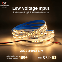 Lampu Strip LED 2835 240leds/m DC24V  Lumen Tinggi Lampu Pita LED Fleksibel 20m Tanpa Kedip Arus Konstan