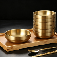 Plat à sauce en acier inoxydable 304, finition métal brossé, petit bol de service doré, assiette à condiments pour restaurant, hôtel, restauration, vente en gros