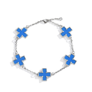 Cross <b>Bracelet</b> <b>Copper</b> Alloy Blue Cross Design Unisex Fashion Jewelry - Product Image 2