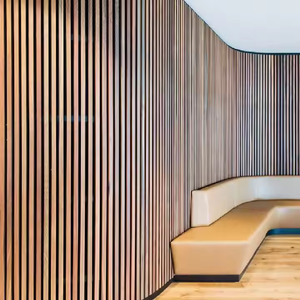 Paneles de pared acústicos flexibles de alta calidad Paneles de listones de pared de madera decorativos interiores Panel acústico curvo de listón flexible moderno - Product Image 6