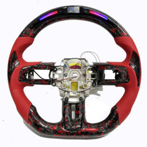Volant personnalisé en fibre de carbone forgée <span class=keywords><strong>rouge</strong></span> LED en cuir véritable pour Ford <span class=keywords><strong>Mustang</strong></span> 2014-2023 – <span class=keywords><strong>Prix</strong></span> usine – Personnalisation sur mesure - Product Image 1