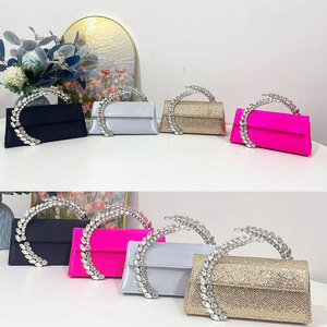 Nuevo Bolso de Mano de Satén para Fiesta con Asa de Cristal - Bolso de Hombro Cruzado para <span class=keywords><strong>Mujer</strong></span>, para Bodas y Eventos - Product Image 2