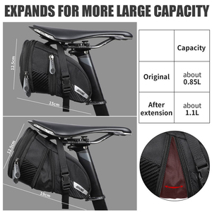 Sacoche de selle de vélo de montagne extensible WEST BIKING 1,1 L en PU, imperméable, pour le sport et les voyages - Product Image 6