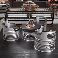 Ensemble de bar en fer forgé de style industriel pour salon de thé et espace de détente de bureau – Combinaison personnalisable de canapé, table basse et chaises