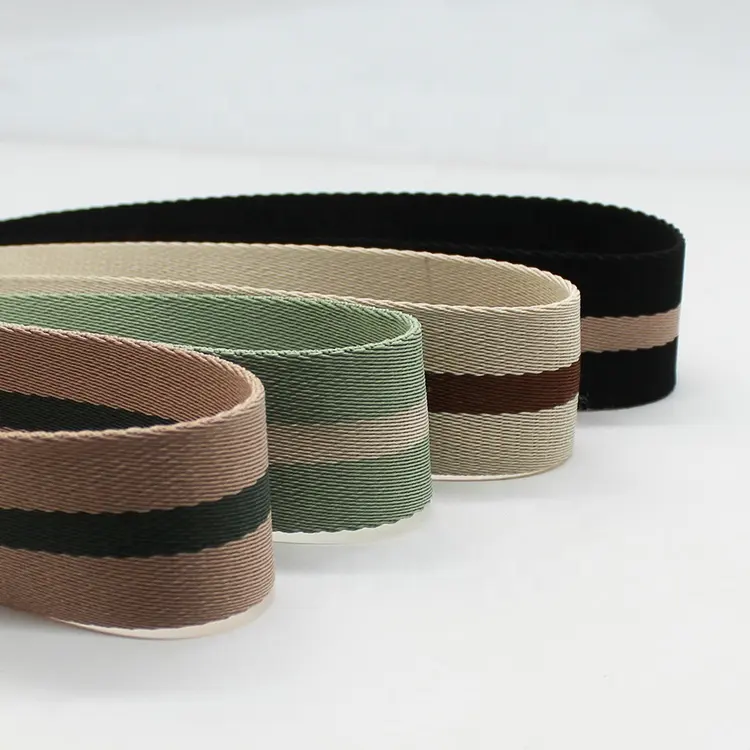 Webbing For Bag Strap Custom Eco-friendly Sustainable Recycled Material Polyester 38mm Jacquard Cotton Stripe Jacquard Webbing Bag Strap