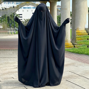 Jilbab fermé une pièce personnalisé pour l'Aïd et le Ramadan, respirant, en Nida Fursan, avec large boucle élastique pour les doigts, idéal pour <span class=keywords><strong>la</strong></span> <span class=keywords><strong>prière</strong></span>, style saoudien ouvert. - Product Image 5