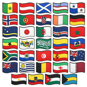 Accessoires en vrac pour chaussures : Breloques drapeaux PVC de pays du monde, décorations de <span class=keywords><strong>voyage</strong></span> globales, breloques DIY drapeaux Algérie et Maroc - Product Image 1