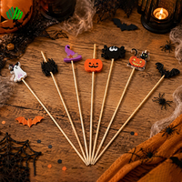 Halloween-feestdecoratie Bamboeprikkers Spook Heks Pompoen Zwarte Kat Kasteel Cupcake Topper Decoratieve Fruit Tandenstokers